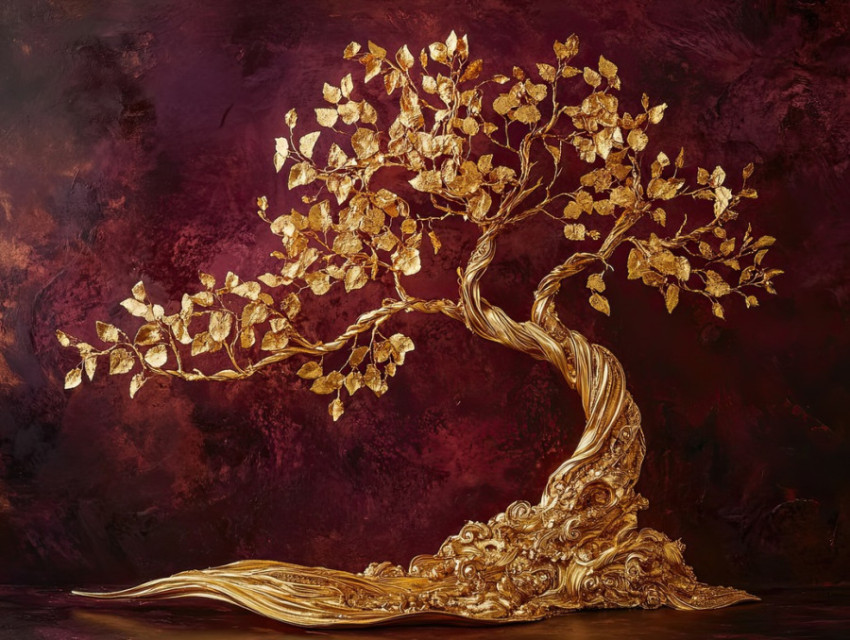 Golden tree with swirling branches Golden tree with swirling branches