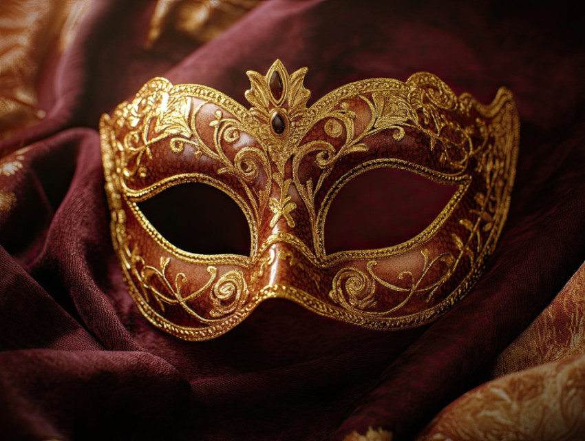 Masquerade mask with delicate gold tracery Masquerade mask with delicate gold tracery