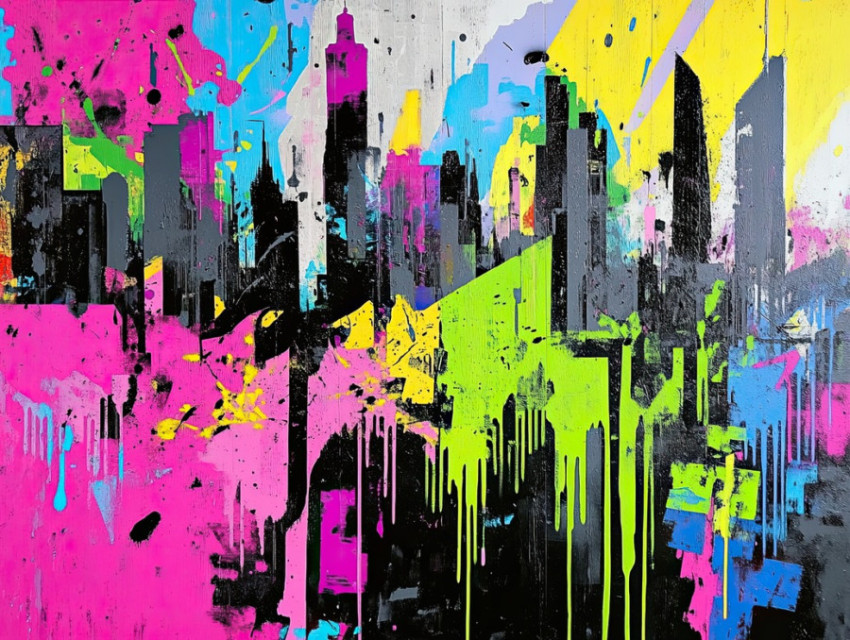 Graffiti skyline in bold colors Graffiti skyline in bold colors