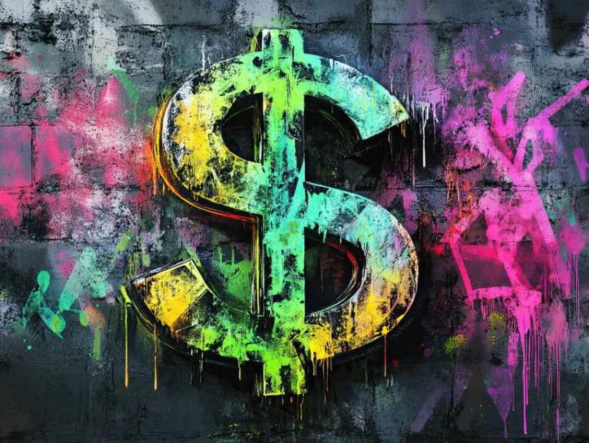 Dollar sign in street graffiti Dollar sign in street graffiti