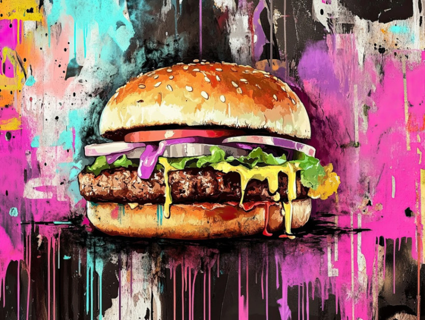 Dripping spray paint burger Dripping spray paint burger