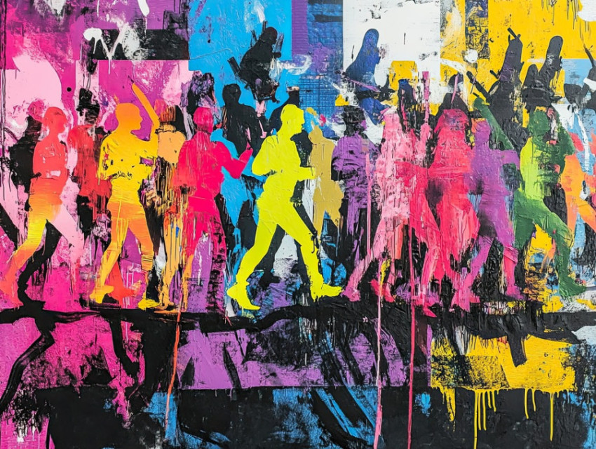 Colorful crowd in graffiti style Colorful crowd in graffiti style