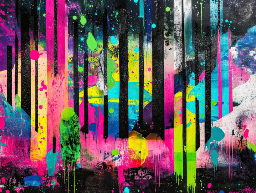 Cosmic forest in neon spray Cosmic forest in neon spray
