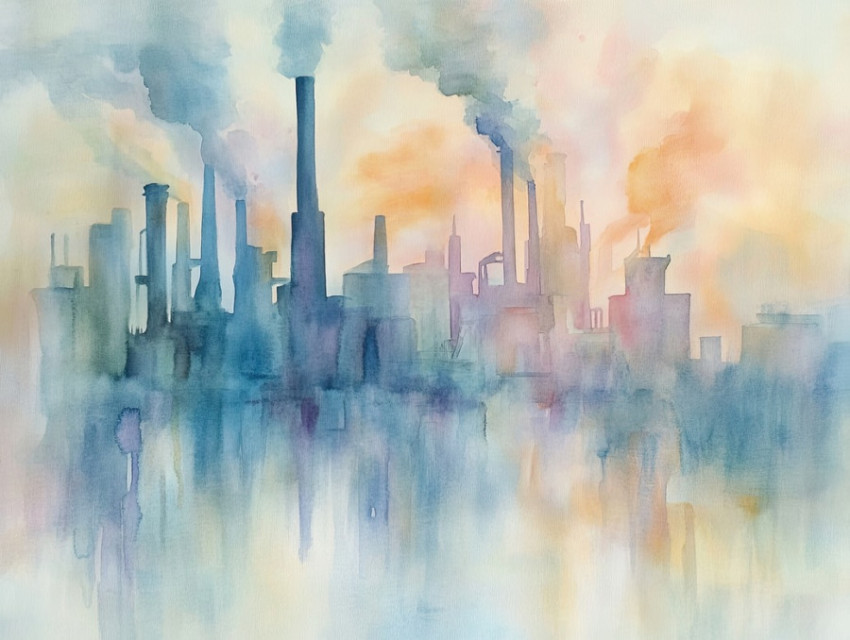 Smoky factory in muted tones Smoky factory in muted tones