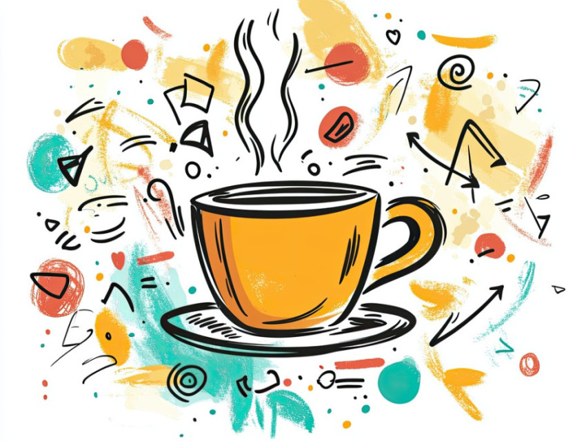 Coffee cup with steam doodles Coffee cup with steam doodles