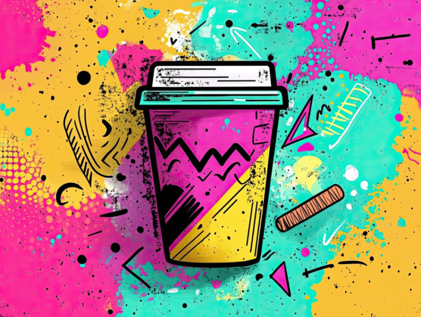 Dreamy coffee cup with swirling steam