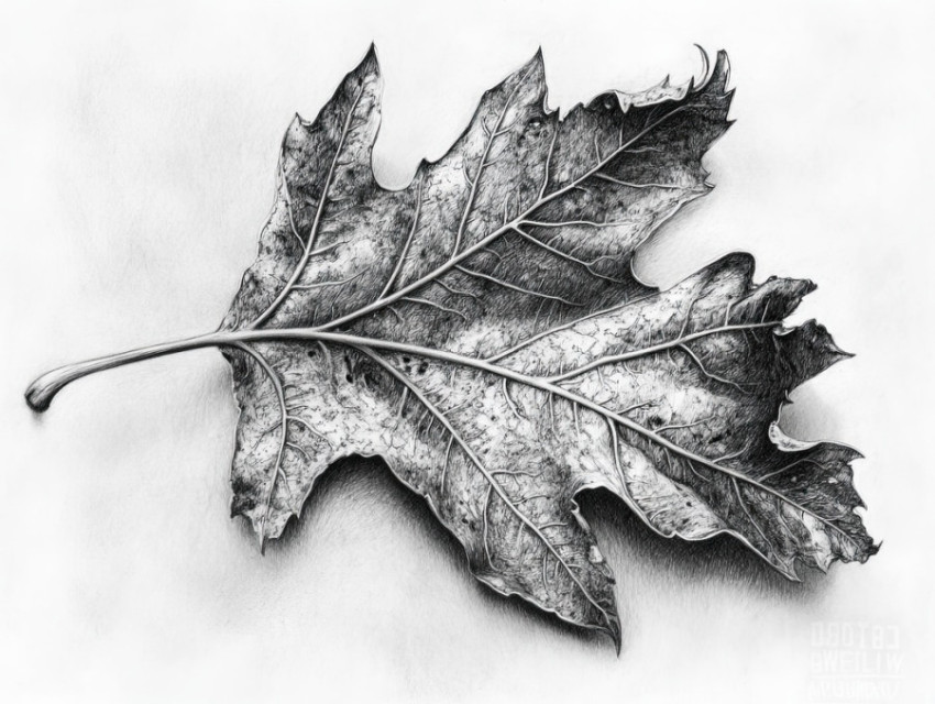Decomposing leaf with visible veins and torn edges Decomposing leaf with visible veins and torn edges