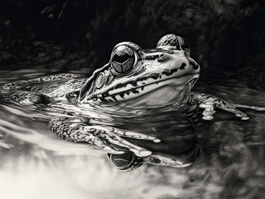 A frog webbed foot emerging from water A frog webbed foot emerging from water