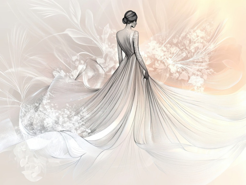 Stunning model in an exquisite designer gown