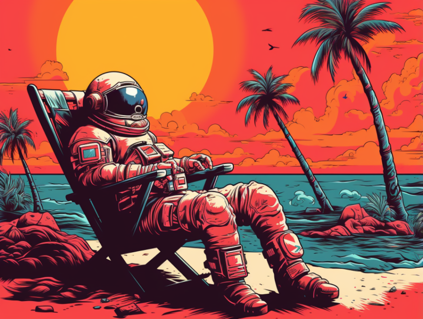 An astronaut resting on mars in a beach chair vibrant Get unlimited access to a library of free ai prompts and ai images to help you generate creative ideas.