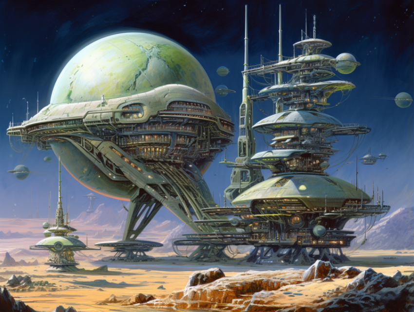 Solarpunk alien spaceship