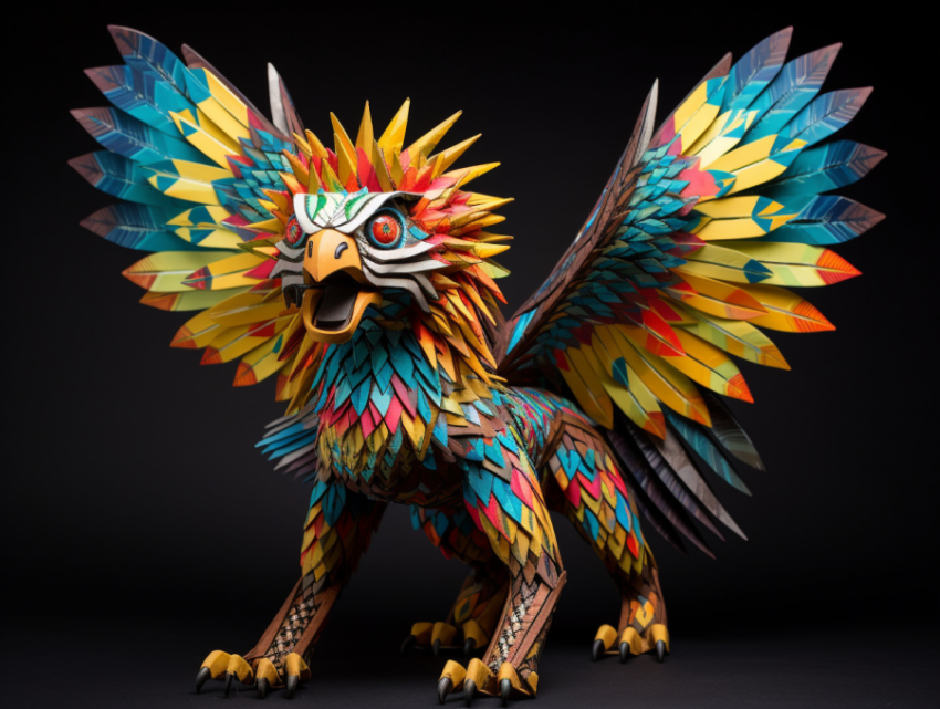 A colorful paper lion with the wings of an eagle and the tail of a fish against a dark background Get unlimited access to a library of free ai prompts and ai images to help you generate creative ideas.