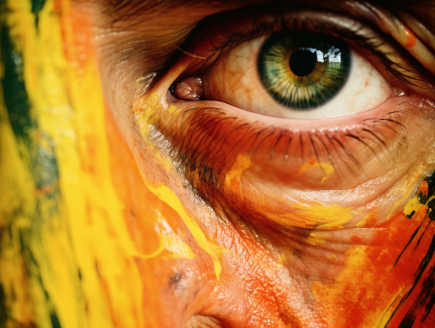Closeup portrait of an abstract expressionism art