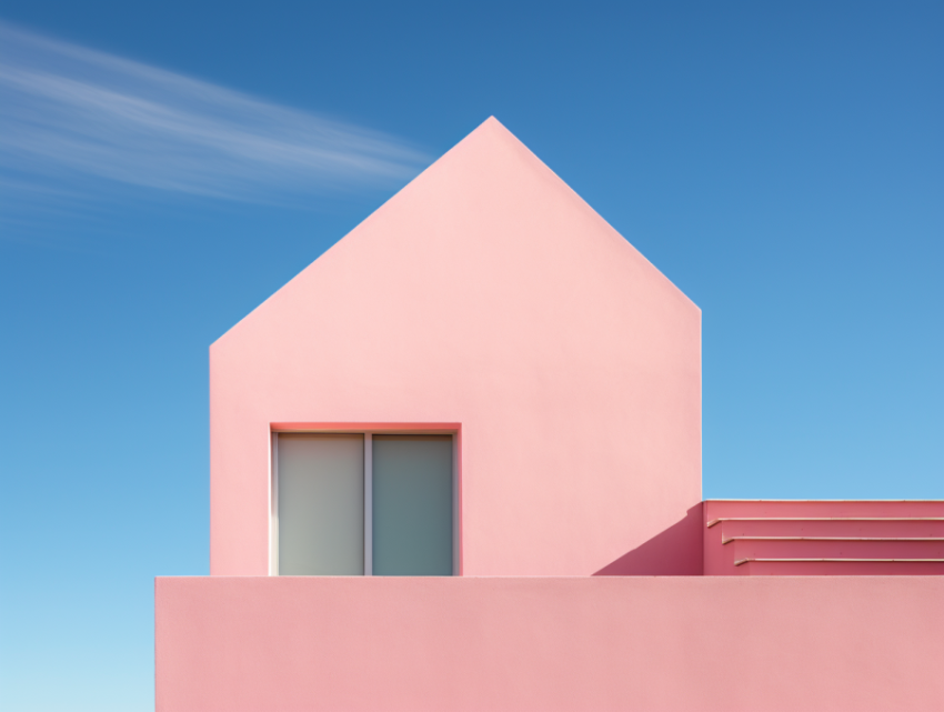 A pink house in front of a blue sky, postminimalism art Get unlimited access to a library of free ai prompts and ai images to help you generate creative ideas.