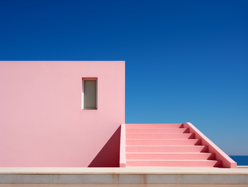 A pink house in front of a blue sky, postminimalism art Get unlimited access to a library of free ai prompts and ai images to help you generate creative ideas.