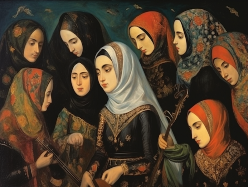 A Qajar Art Painting A Qajar Art Painting