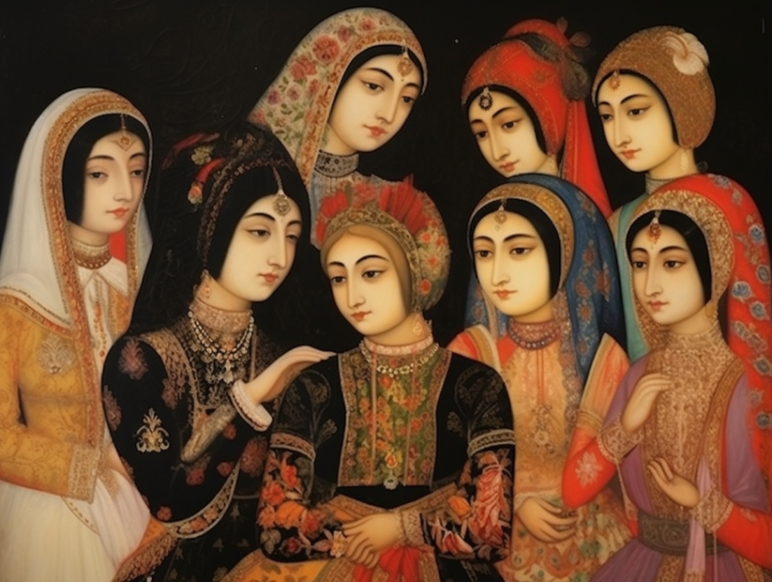 A Qajar Art Painting A Qajar Art Painting