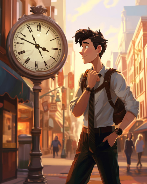 Person in a hurry checking watch on city street Person in a hurry checking watch on city street