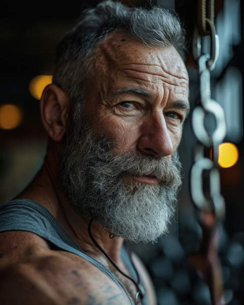 Bearded senior man gym Bearded senior man gym