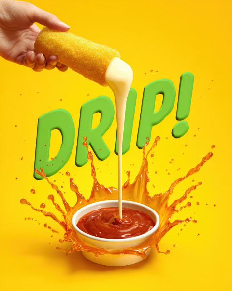 Hand holding mozzarella stick with gooey cheese above marinara cup
