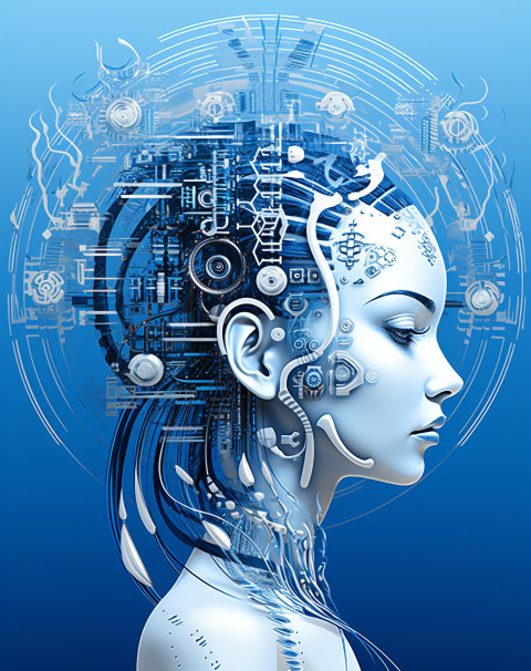 3d robot with human brain and rainbow colors 3d robot with human brain and rainbow colors