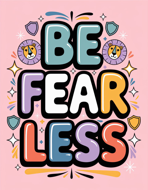Motivational quote "Be fearless" with pastel colorful typography Motivational quote "Be fearless" with pastel colorful typography
