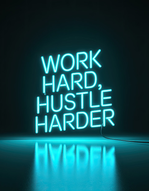 Neon glow typography "Work Hard Neon glow typography "Work Hard