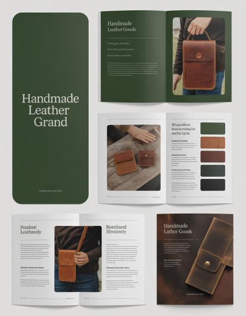 Leather catalog in forest green and brown Leather catalog in forest green and brown