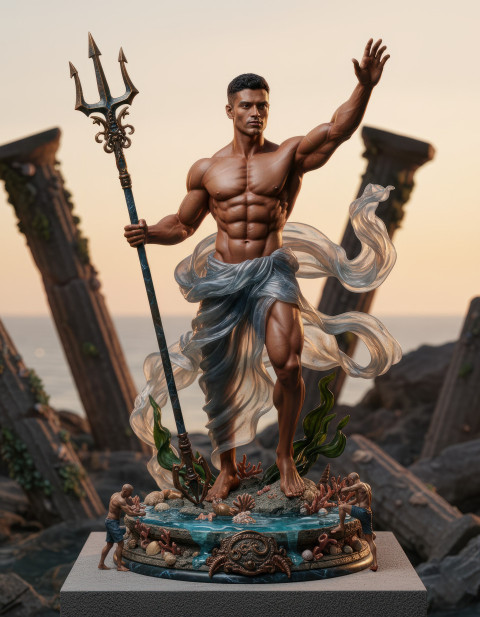 Greek sea god pvc statue