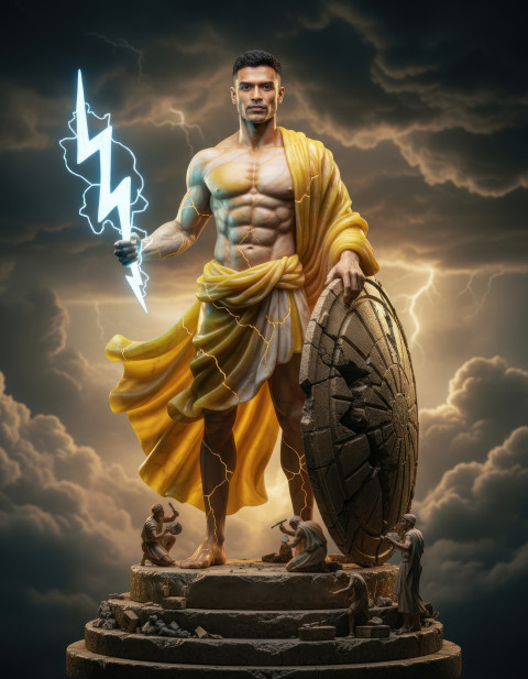 Greek thunder god pvc statue