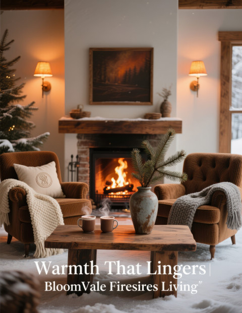 Warm winter room with wood fireplace Warm winter room with wood fireplace