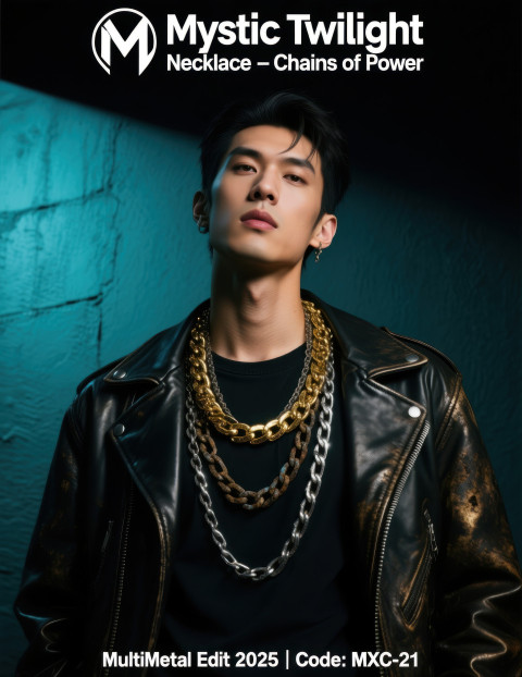 Male model in layered gold Male model in layered gold
