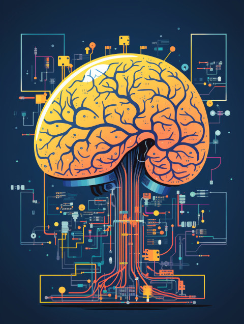 Graphic of digital brain combined with electronic board in techn Get unlimited access to a library of free ai prompts and ai images to help you generate creative ideas.
