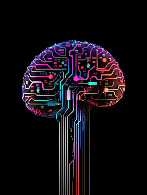 Graphic of digital brain combined with electronic board in techn Get unlimited access to a library of free ai prompts and ai images to help you generate creative ideas.
