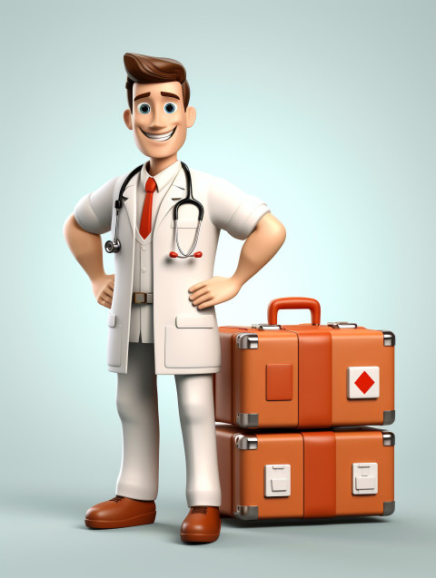 Photo smiling doctor with big first aid kit, health and medical stock image Get unlimited access to a library of free ai prompts and ai images to help you generate creative ideas.