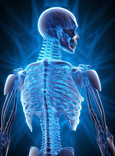 Skeleton with spinal cord in medical setting Skeleton with spinal cord in medical setting, human bone image