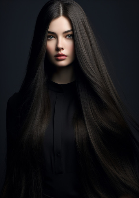 Woman with Long Hair Blowing in the Wind Woman with Long Hair Blowing in the Wind