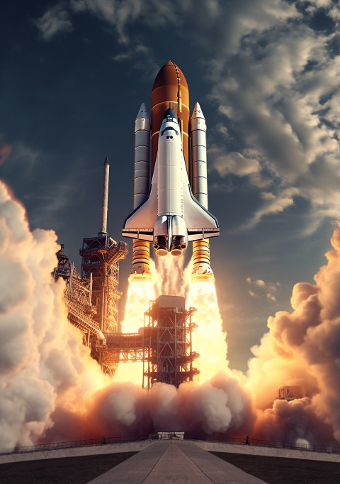 Space Shuttle Launches into the Night Sky Space Shuttle Launches into the Night Sky