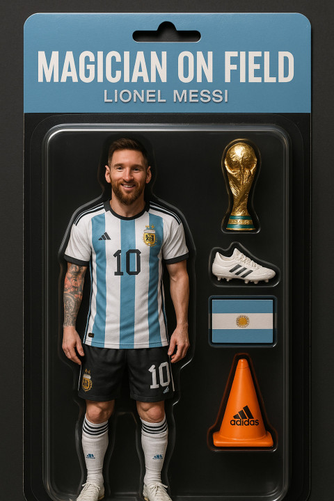 Soccer player lionel messi in realistic collectible action figure style Soccer player lionel messi in realistic collectible action figure style