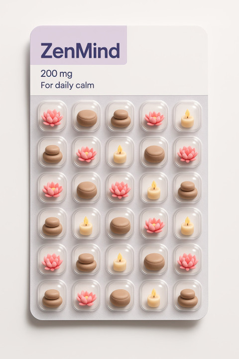 ZenMind pill pack mockup with mini lotus ZenMind pill pack mockup with mini lotus