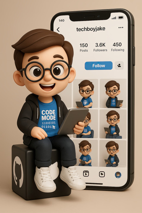 3D chibi style boy avatar wearing Code Mode shirt