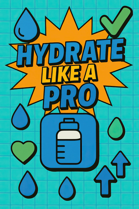 Bold flat poster with water bottle tracker center