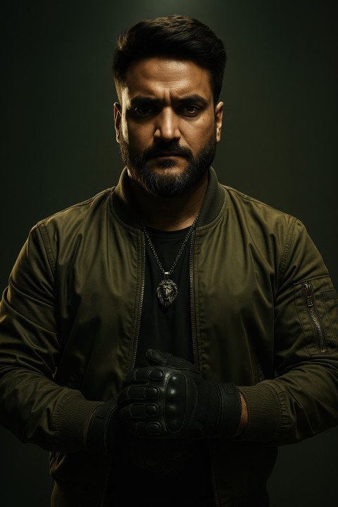 Fair-skinned person in bomber jacket