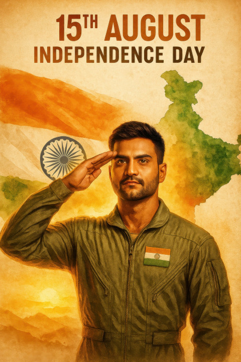 Young Indian Air Force pilot saluting at sunrise in flight suit with tricolor badge Young Indian Air Force pilot saluting at sunrise in flight suit with tricolor badge