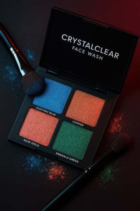 Vibrant eyeshadow palette with crushed pigments in bold colors Vibrant eyeshadow palette with crushed pigments in bold colors