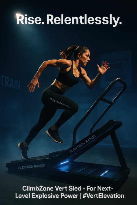 Elite woman athlete pushing a stair sled indoors Elite woman athlete pushing a stair sled indoors