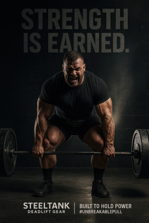 Strong male powerlifter finishes heavy deadlift Strong male powerlifter finishes heavy deadlift
