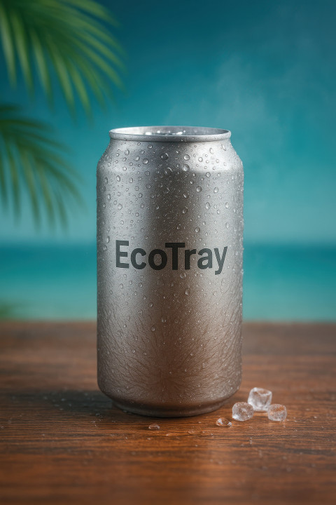 Sleek chilled aluminum drink can with condensation Sleek chilled aluminum drink can with condensation