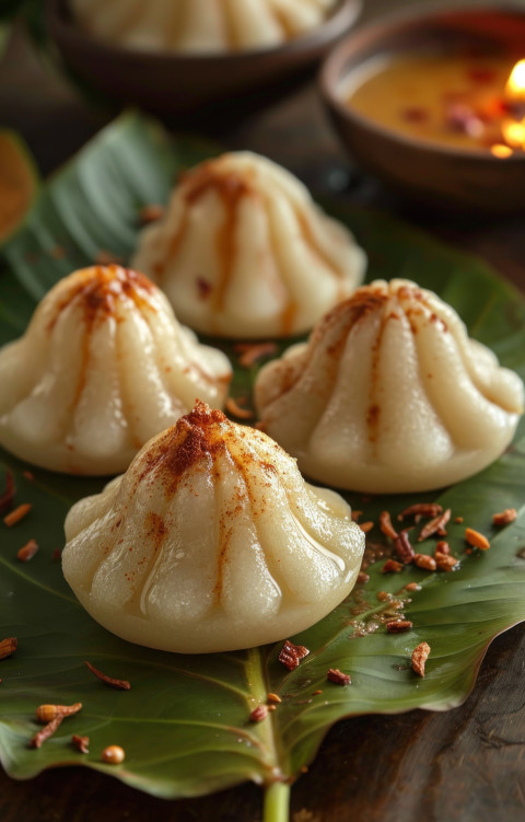 Modak placed on leaf a delicious indian sweet Modak placed on leaf a delicious indian sweet, gudi padwa sweets and cuisine concept