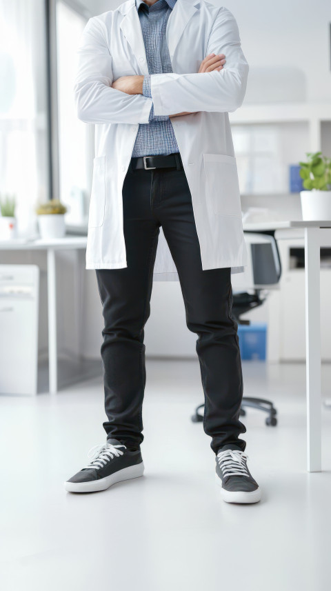 Doctor standing in a clinic wearing a white lab coat hospital and clinic idea Doctor standing in a clinic wearing a white lab coat hospital and clinic idea